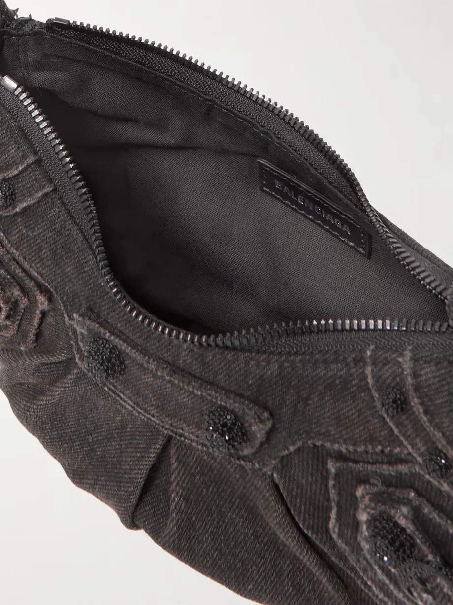 Le Cagole small embellished denim shoulder bag