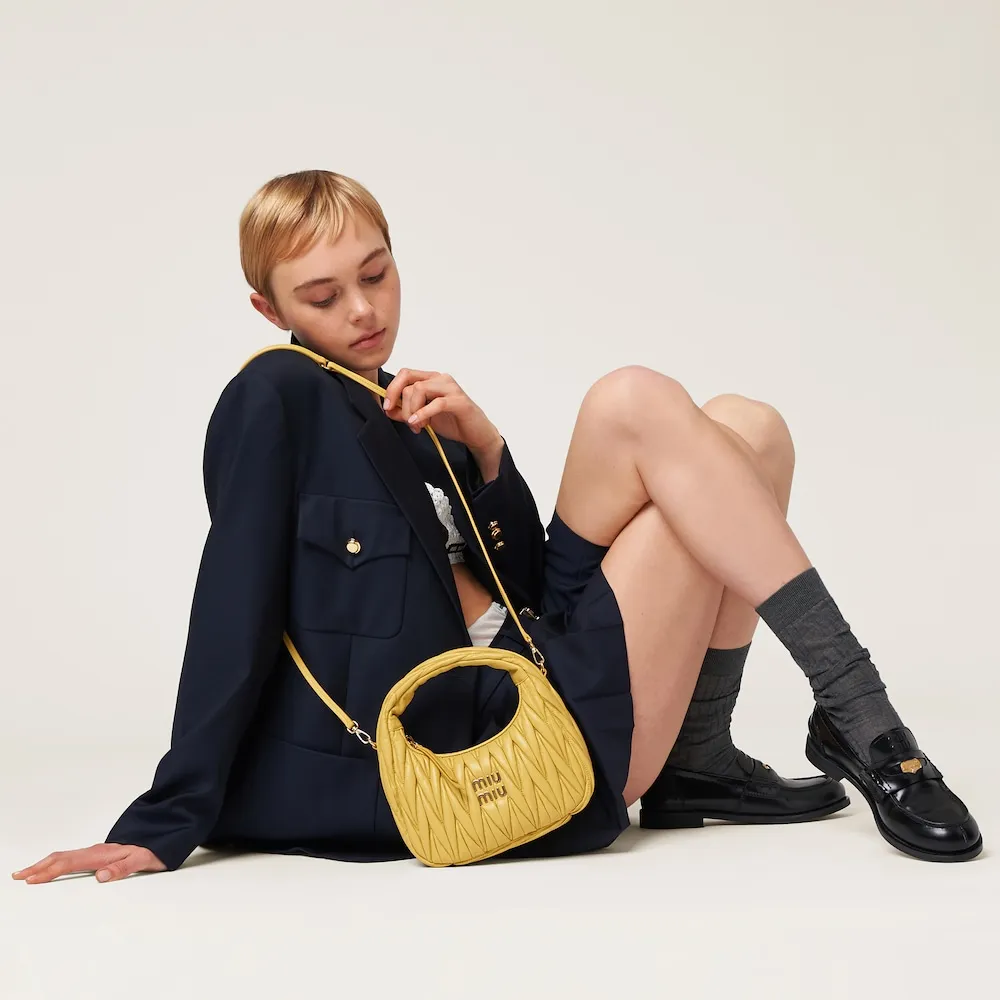 Wander matelassé nappa leather mini hobo bag