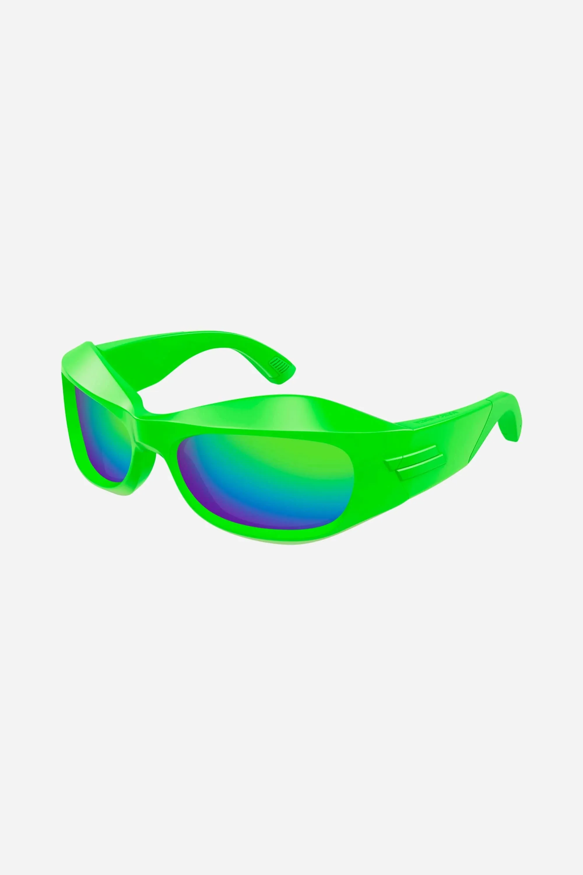 Bottega Veneta wrap around green fluor sunglasses
