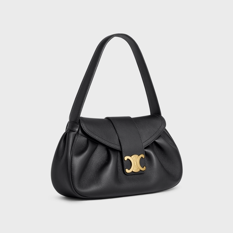 MEDIUM POLLY BAG IN SUPPLE CALFSKIN BLACK