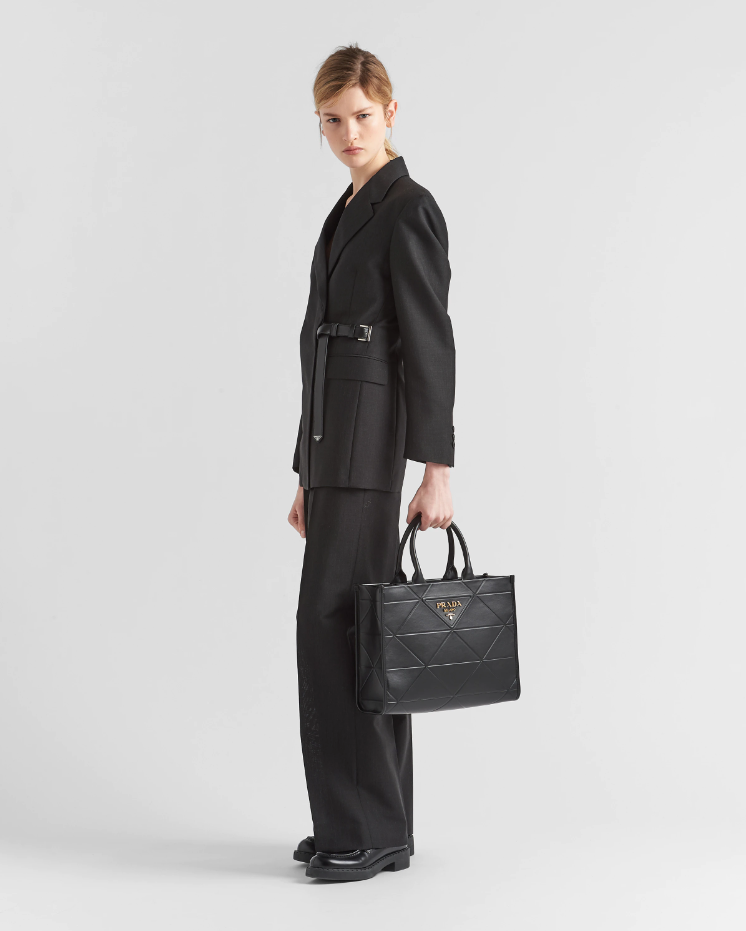 Prada Medium leather Symbole bag with topstitching - Black