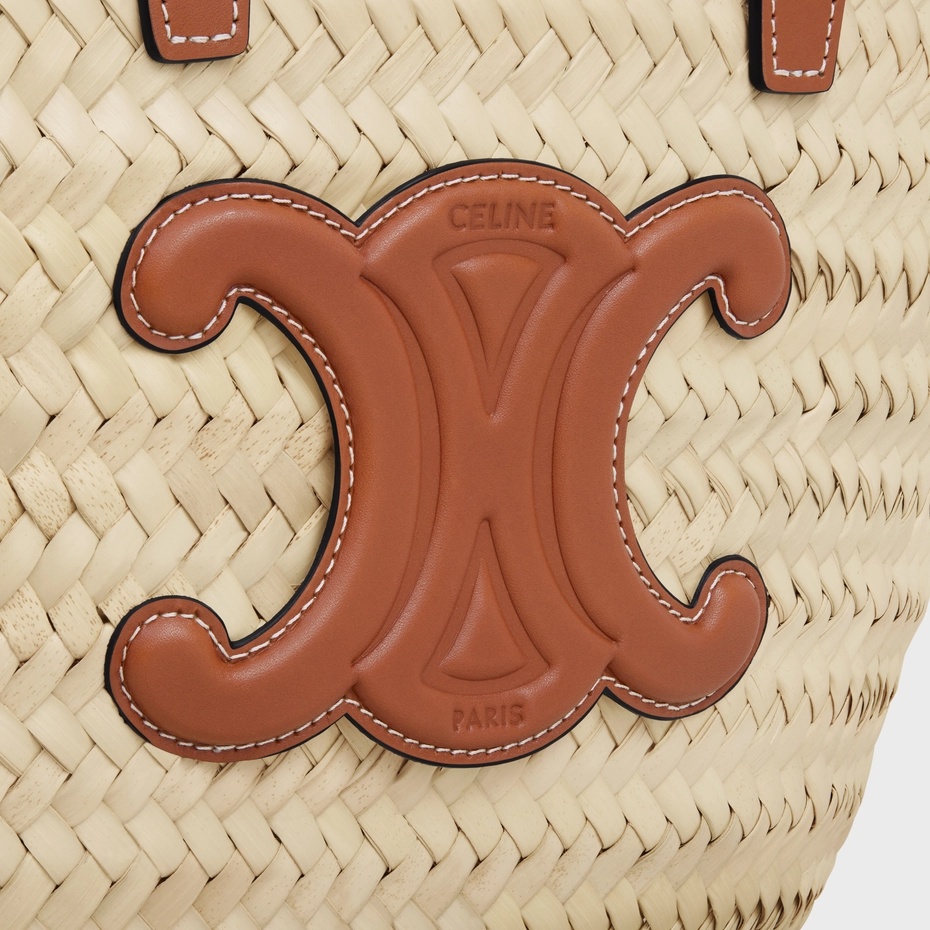 Teen Celine Classic Panier In Palm Leaves And Calfskin Tan