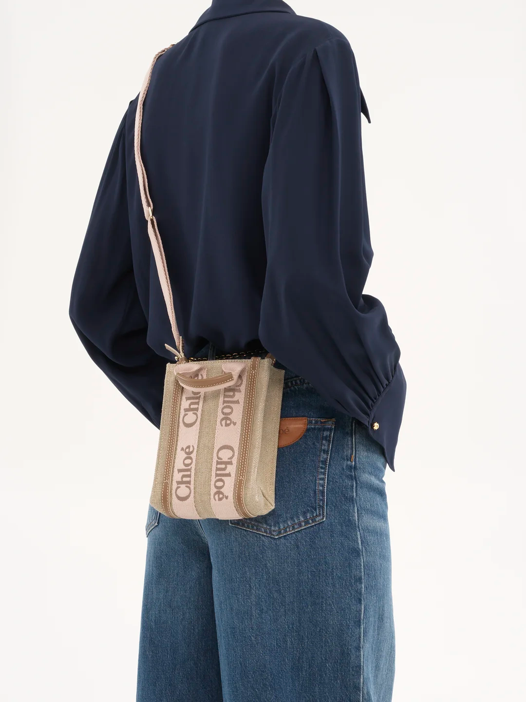 MINI WOODY NORTH SOUTH TOTE BAG IN LINEN