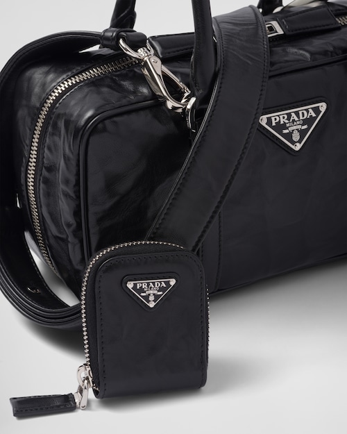 Prada Small antique nappa leather top handle bag - Black