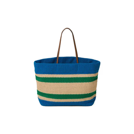 Logo-Embroidered Woven Tote Bag - Blue