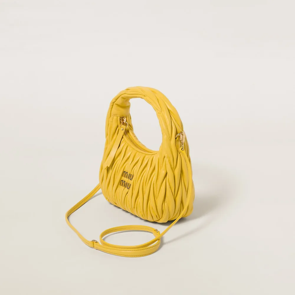 Wander matelassé nappa leather mini hobo bag
