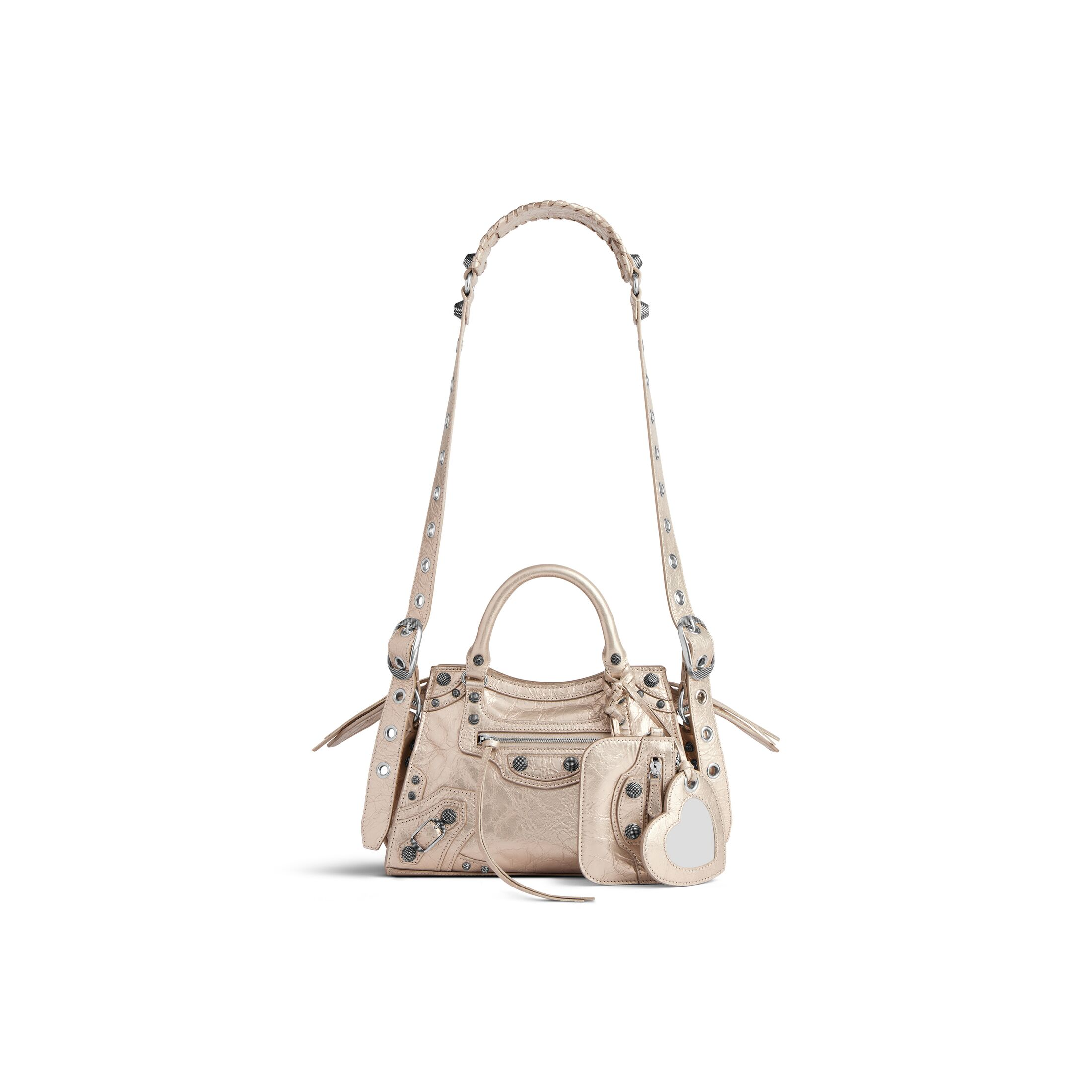WOMEN'S NEO CAGOLE XS HANDBAG METALLIZED IN BEIGE
