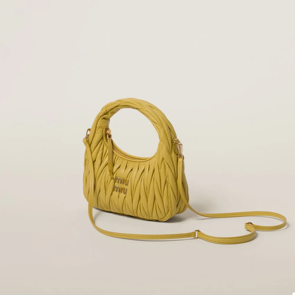 Wander matelassé nappa leather mini hobo bag
