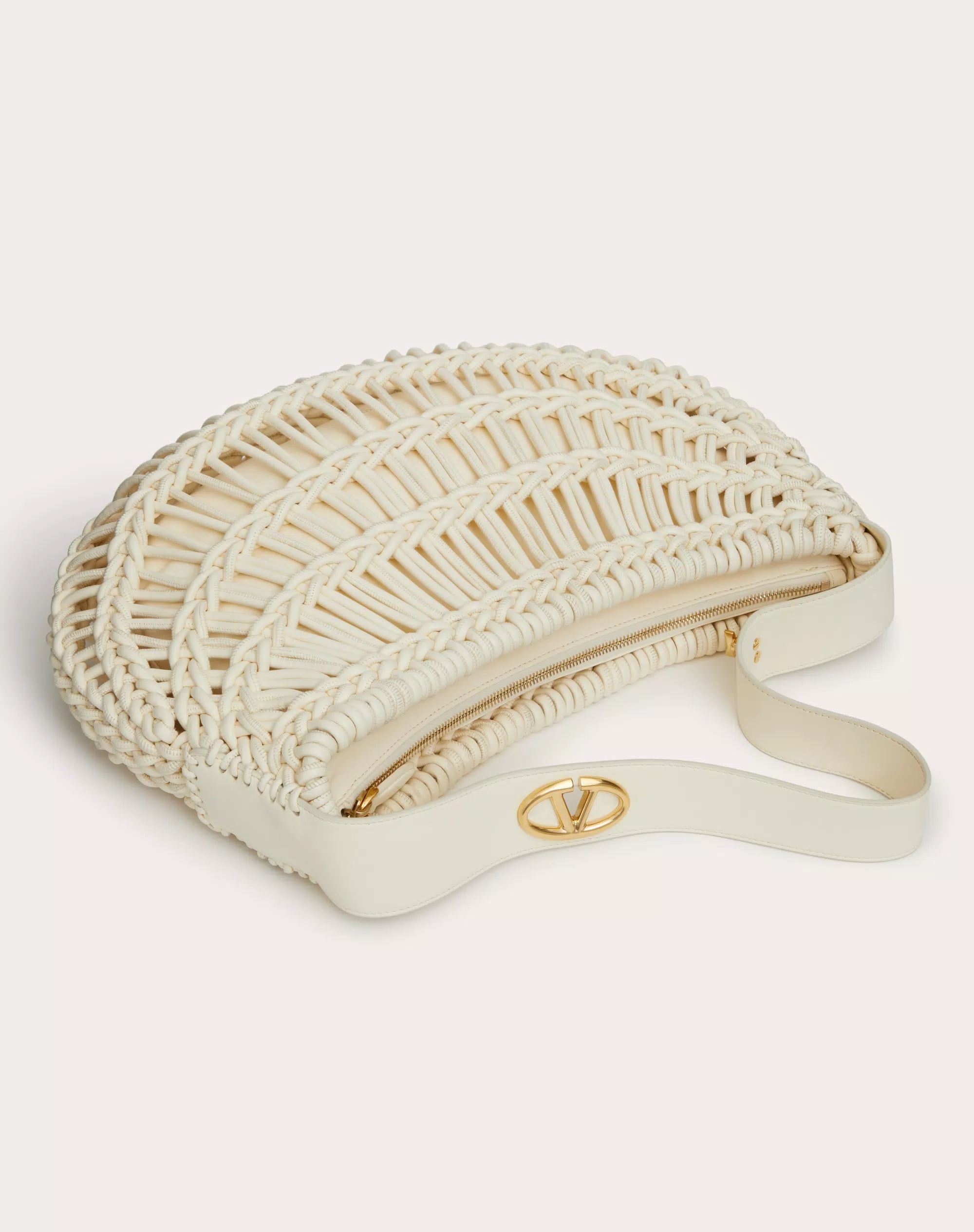 VALENTINO GARAVANI ALLKNOTS WOVEN LEATHER HOBO BAG