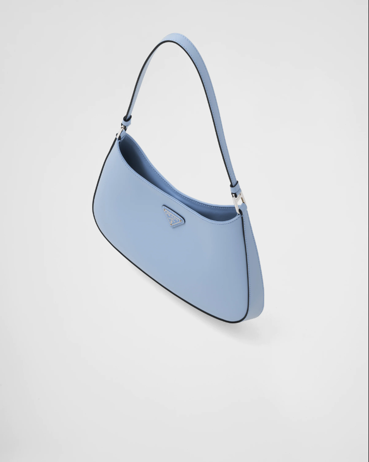 Prada Cleo brushed leather shoulder bag - Celeste