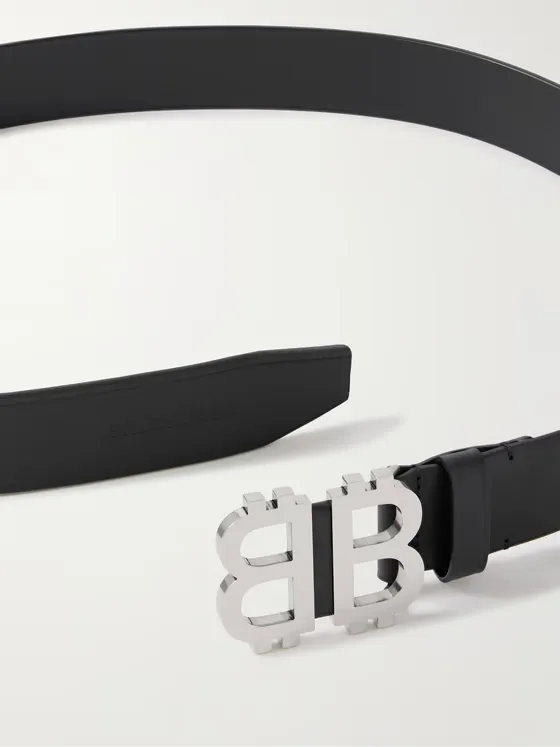 3.5cm BB Crypto Logo-Embellished Leather Belt