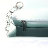 Chanel Mini Classic Square Flap Bag Blue Iridescent Calfskin Silver Hardware