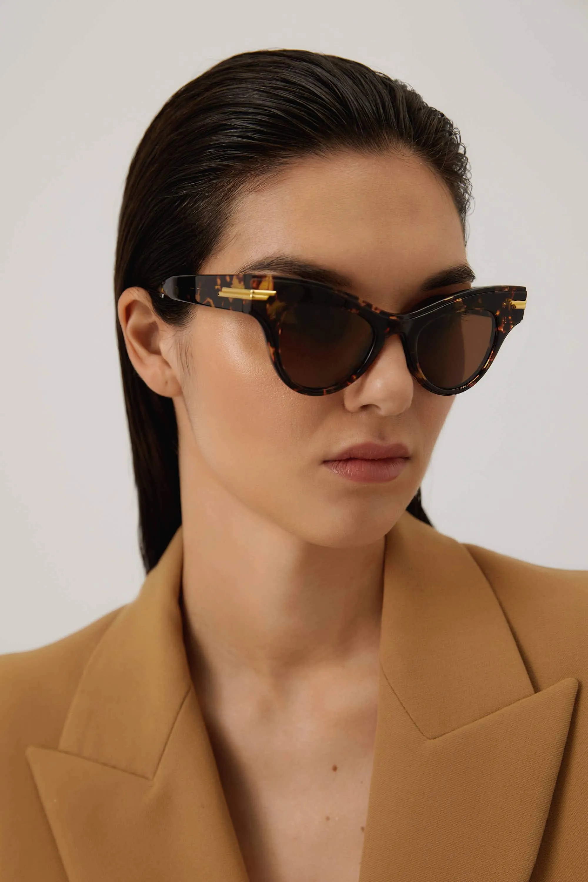 Bottega Veneta havana cat eye acetate sunglasses