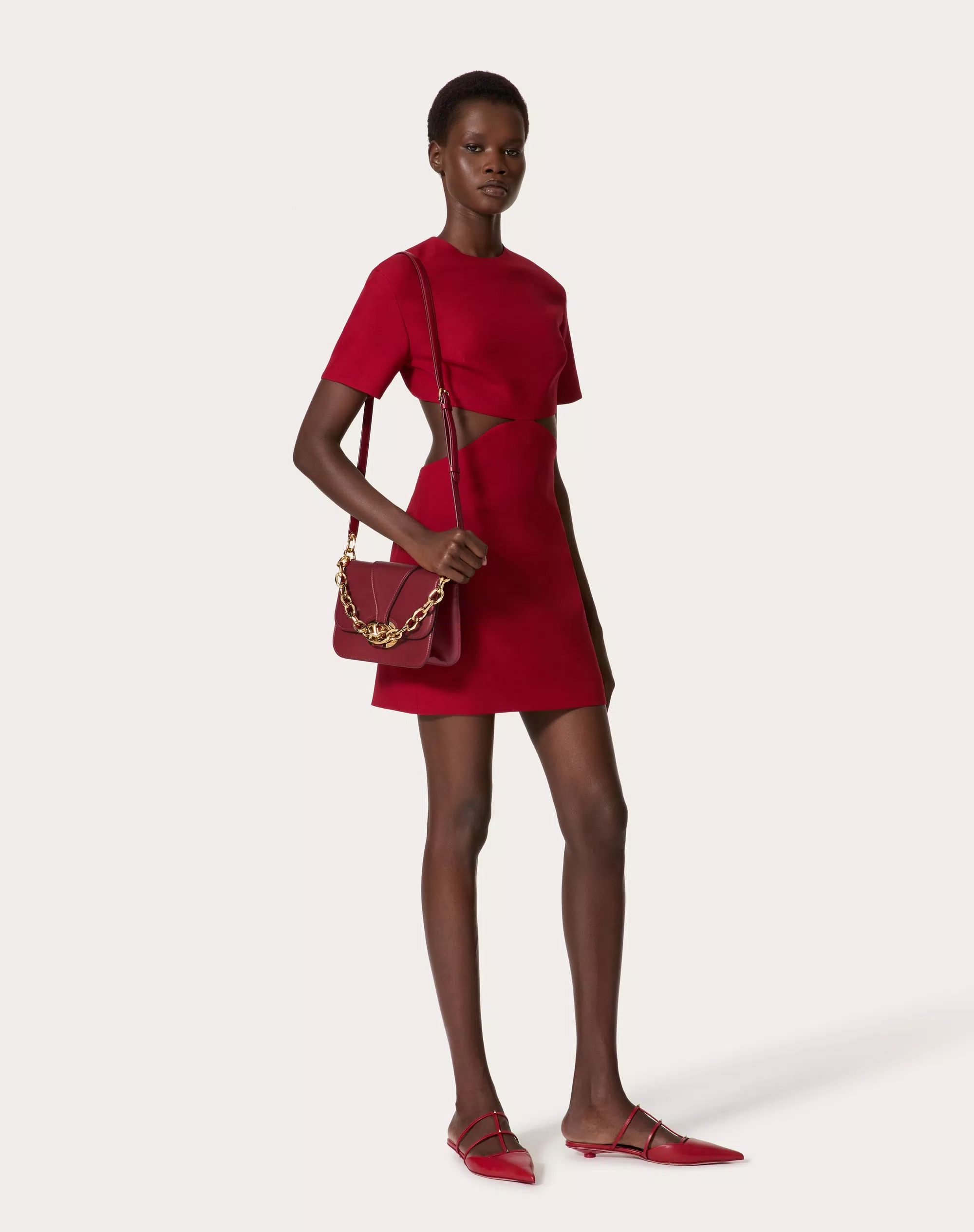 VLOGO O'CLOCK SMALL NAPPA LEATHER SHOULDER BAG WITH CHAIN