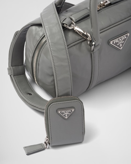 Prada Small antique nappa leather top handle bag - Slate Gray