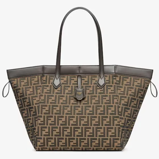 Fendi Origami Large Brown FF jacquard fabric bag that can be transformed