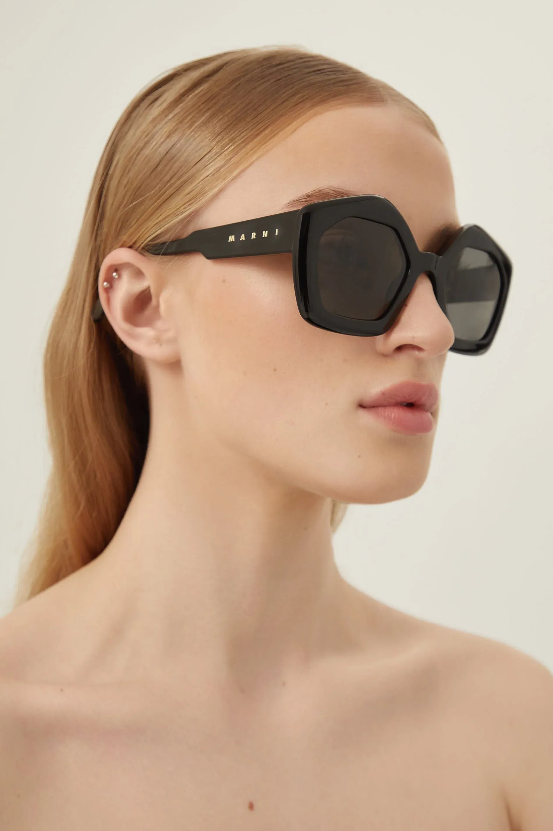 Marni hexagonal black sunglasses