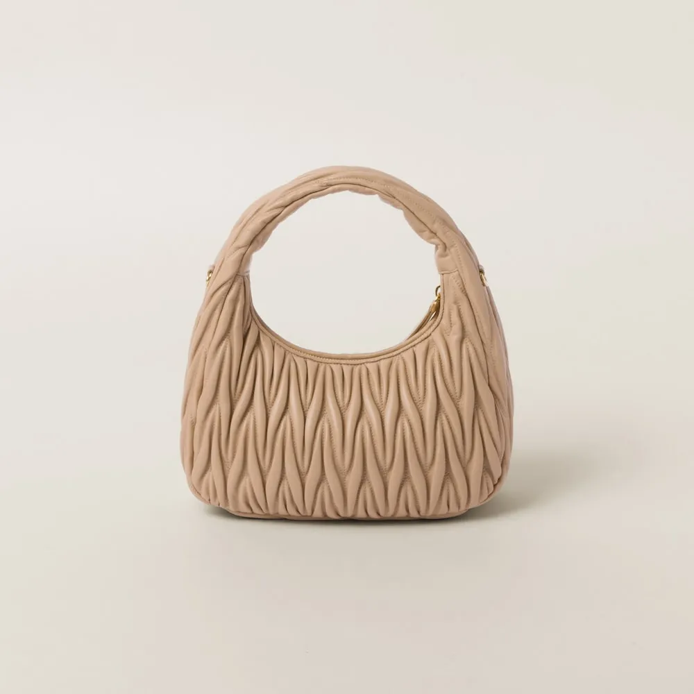 Wander matelassé nappa leather hobo bag 18cm