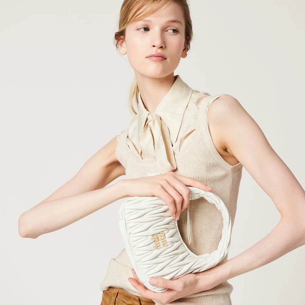 Wander matelassé nappa leather mini hobo bag