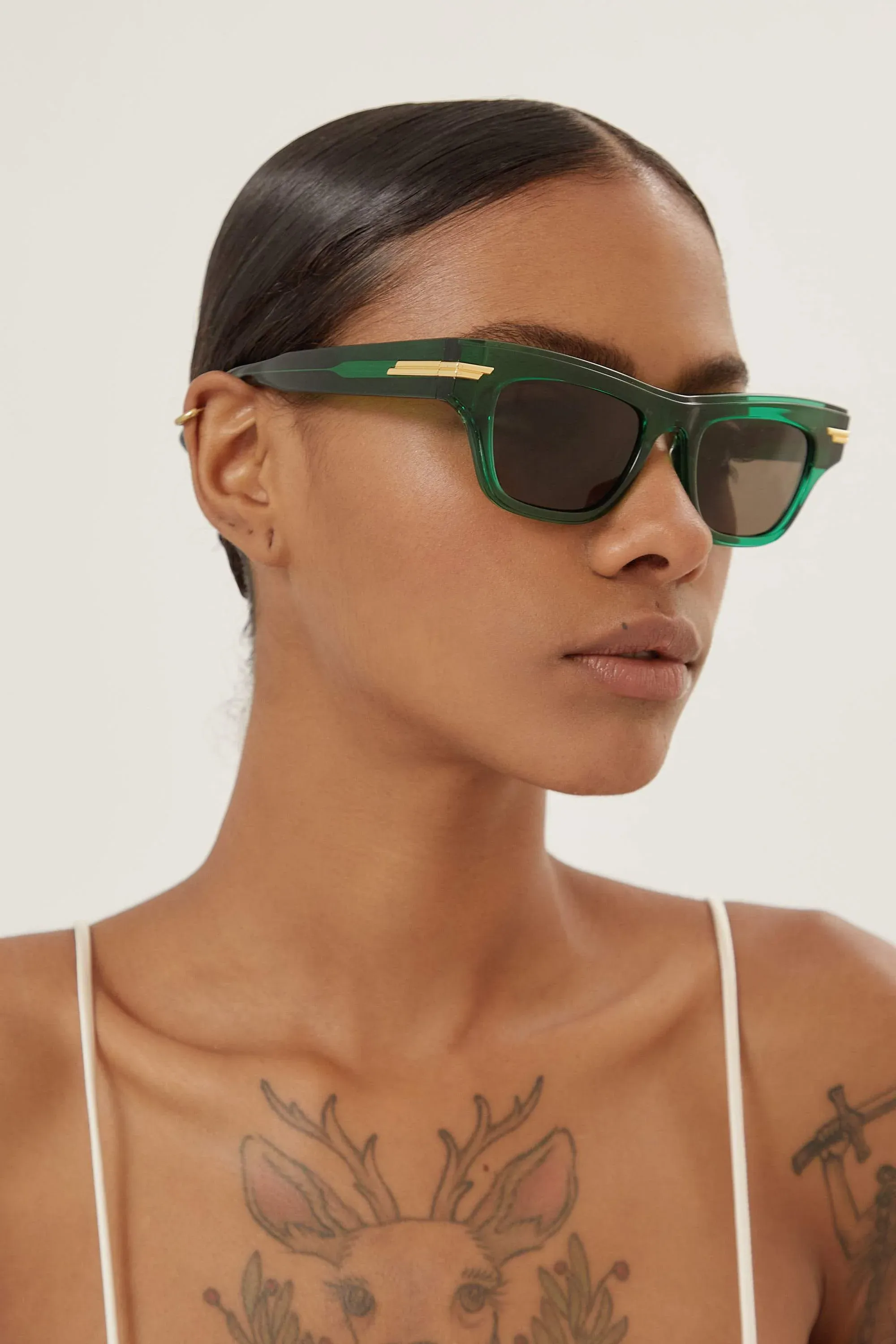 Bottega Veneta squared cat eye green sunglasses