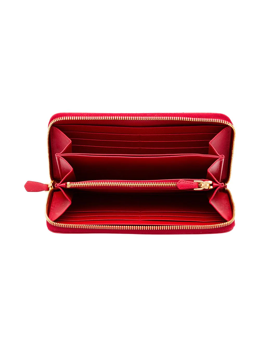 Prada Large Saffiano Leather Wallet in Red