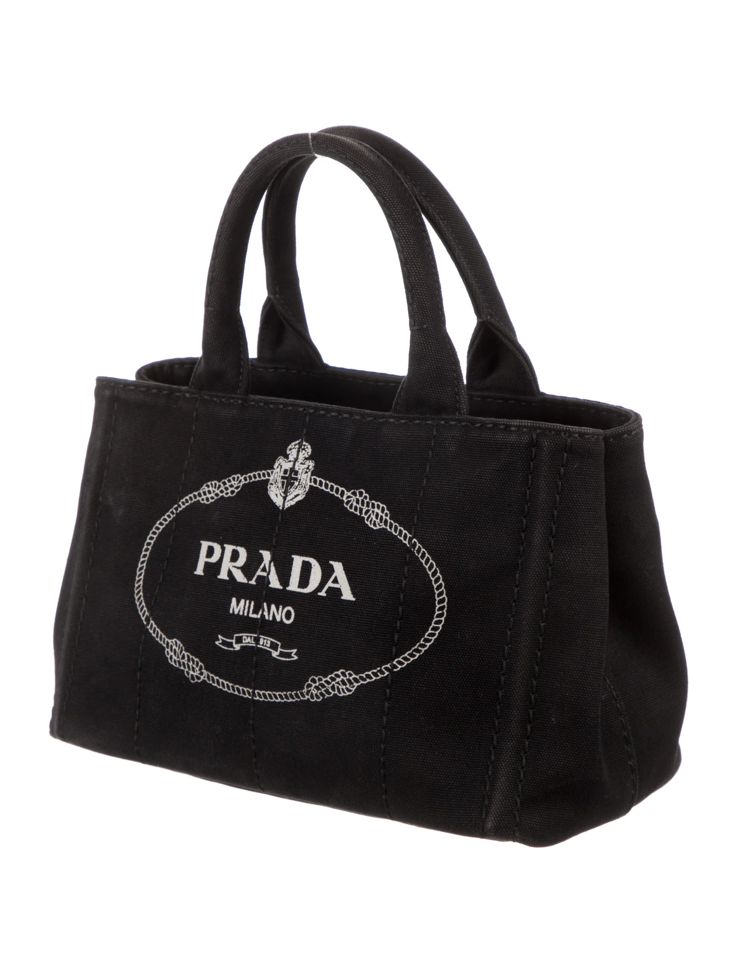 Prada Small Cotton Canvas Tote in Black