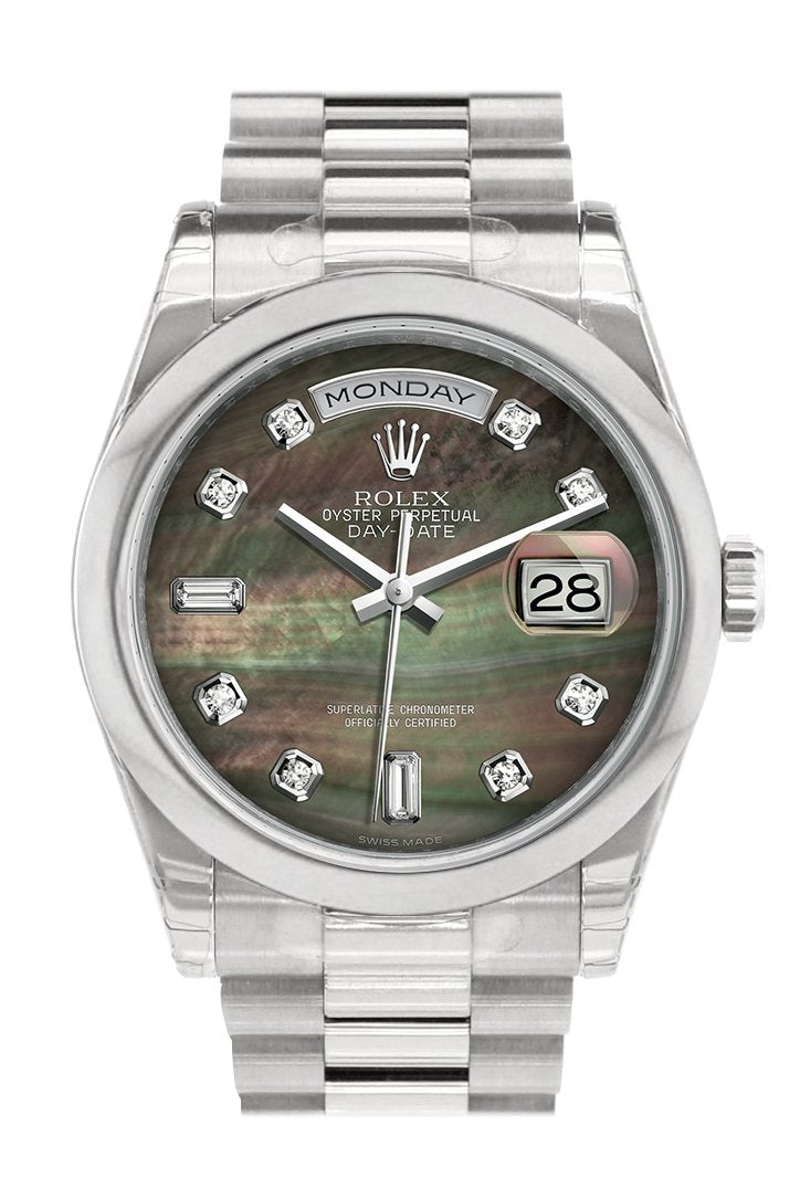 Day Date 36 Black mother of pearl set with diamonds Dial President Men's Watch 118206