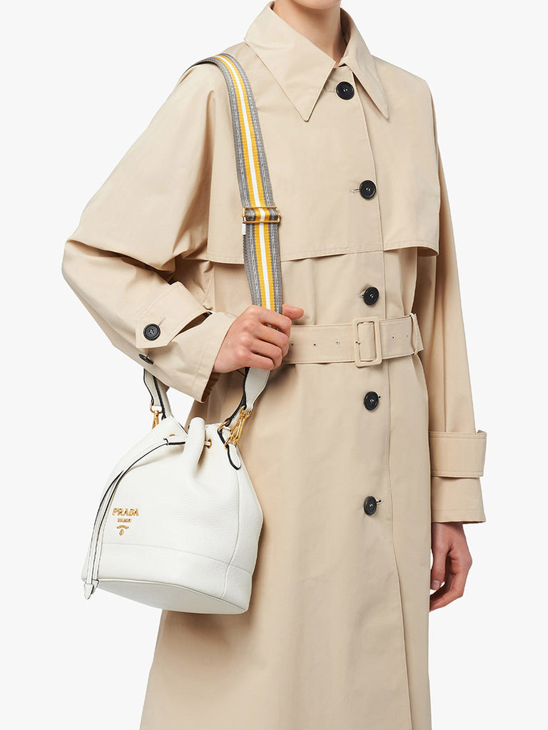 Prada Leather Bucket Bag in White