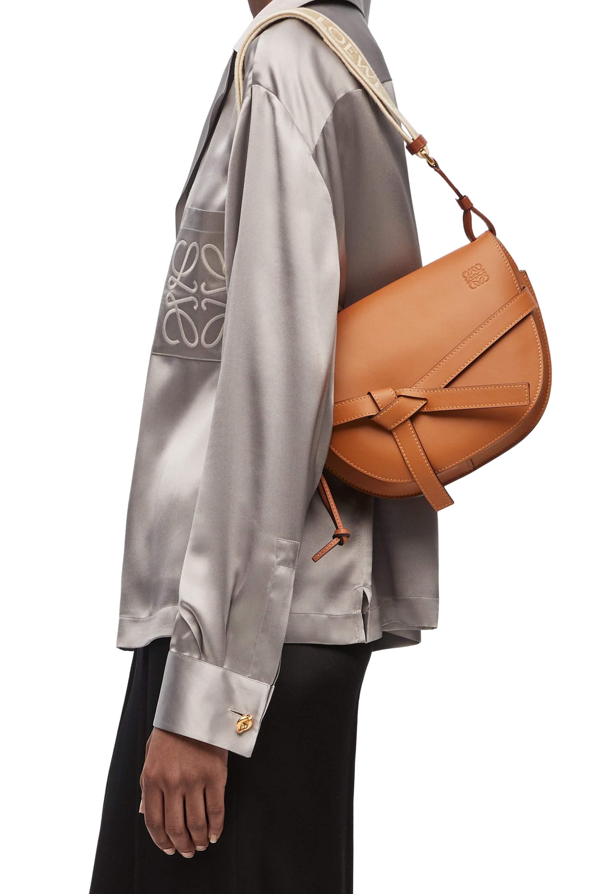 Small Gate bag in soft calfskin and jacquard