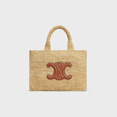 Small Cabas Thais In Raffia And Calfskin Tan