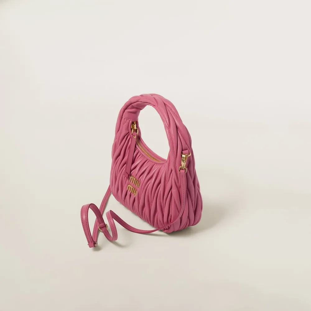 Wander matelassé nappa leather mini hobo bag