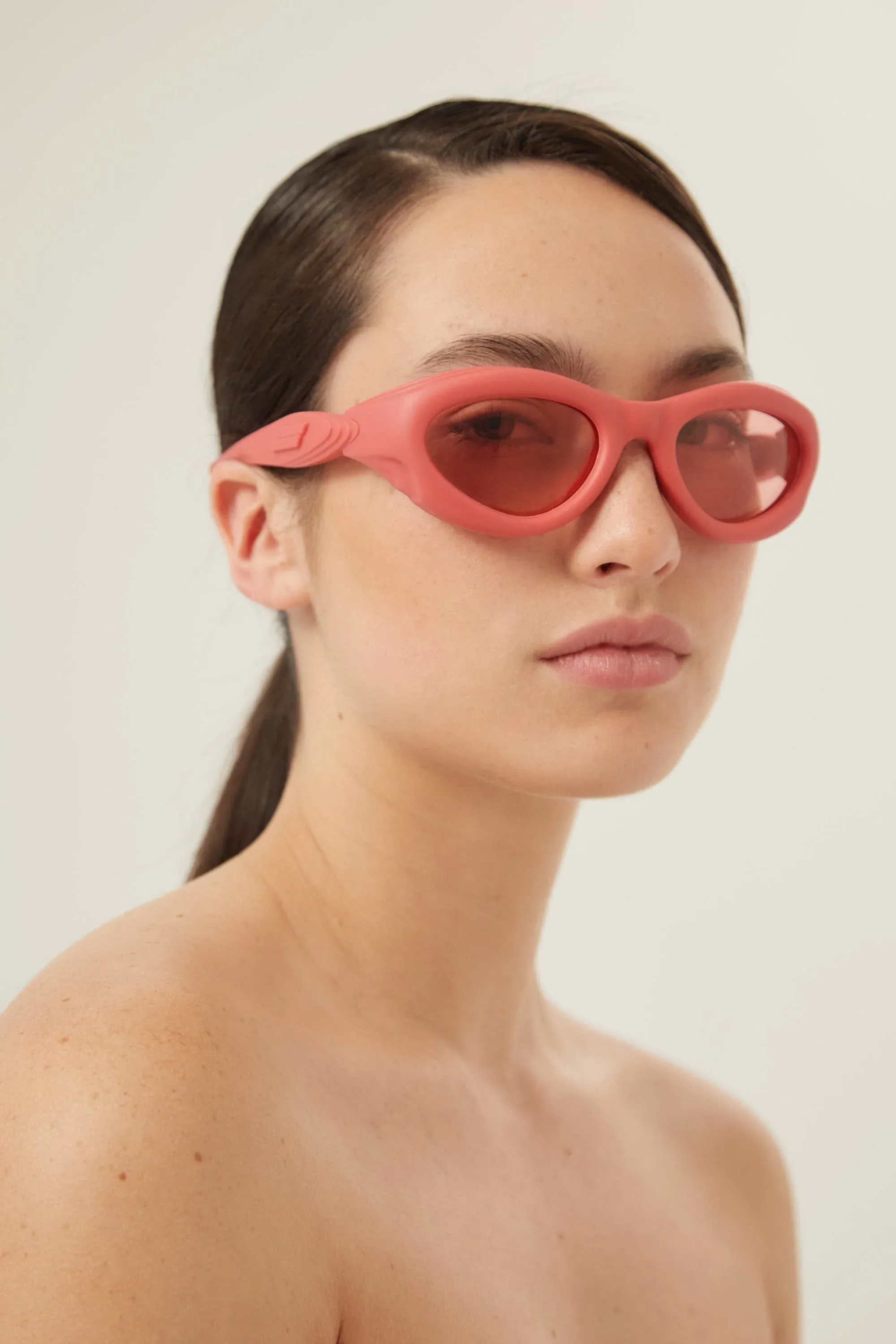 Bottega Veneta bold pink rubber sunglasses