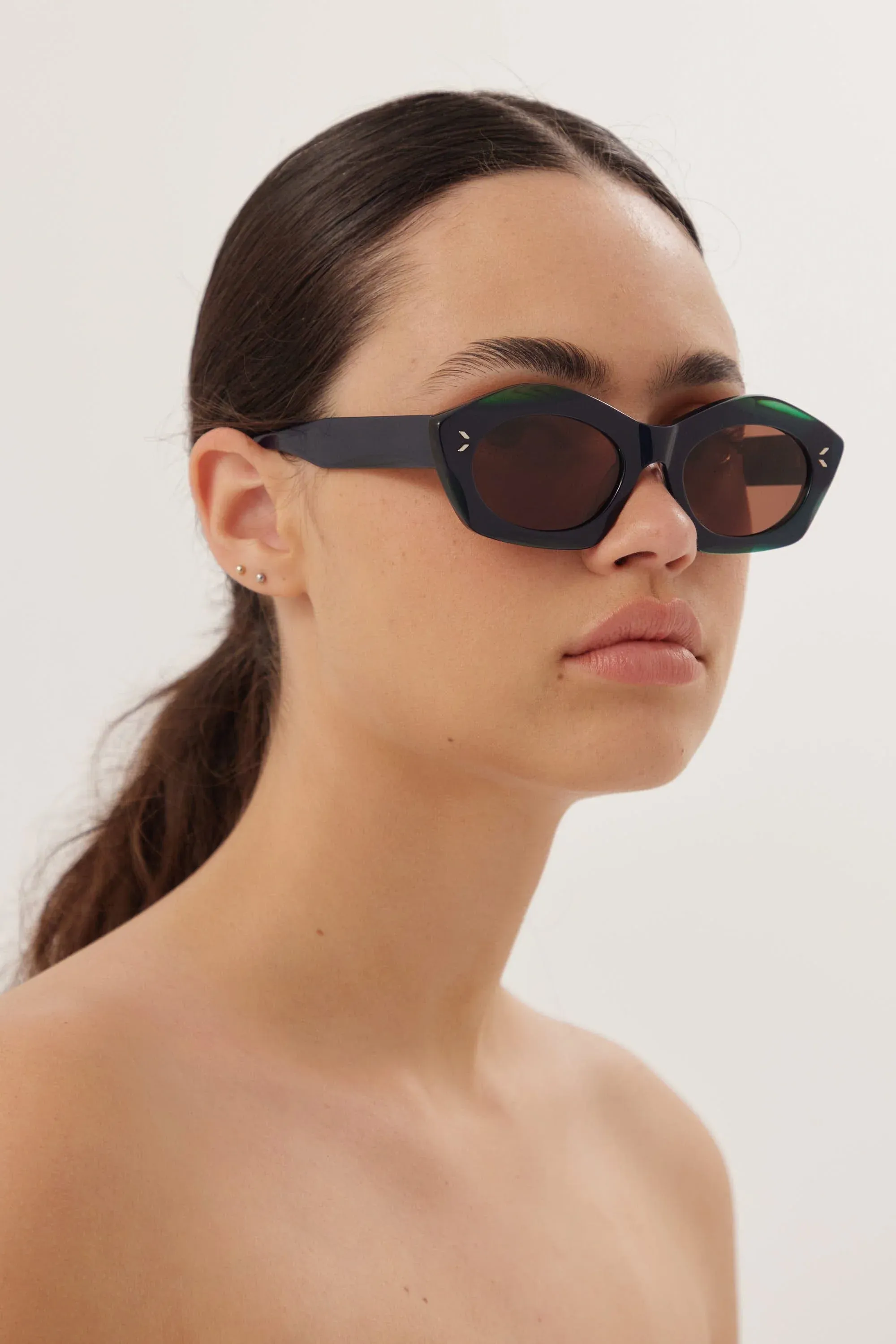 MCQ bold geometric blu and green sunglasses