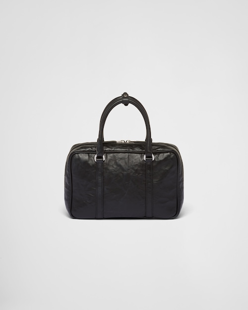 Prada Medium antique nappa leather top handle bag - Black