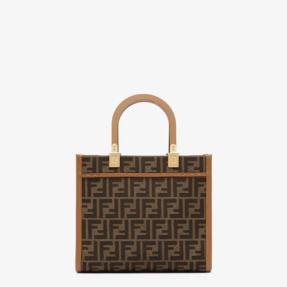 Fendi Sunshine Small Brown FF jacquard fabric bag