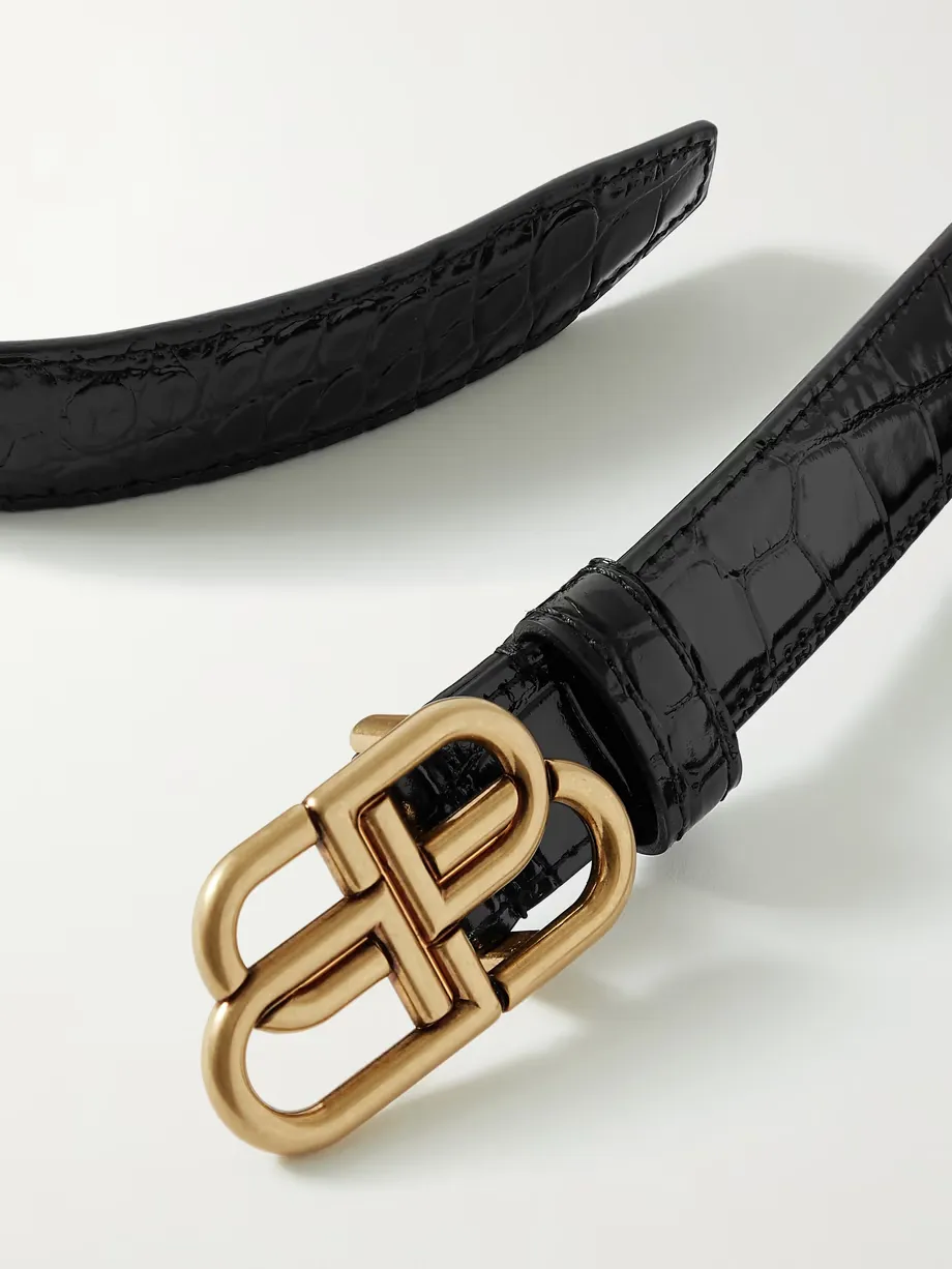 BB croc-effect leather waist belt