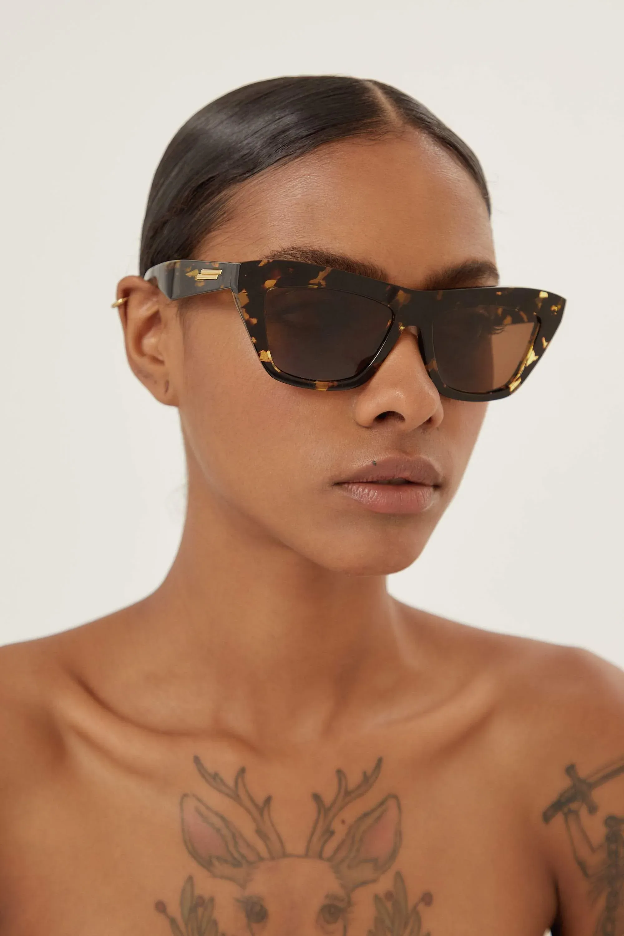 Bottega Veneta squared cat eye havana sunglasses