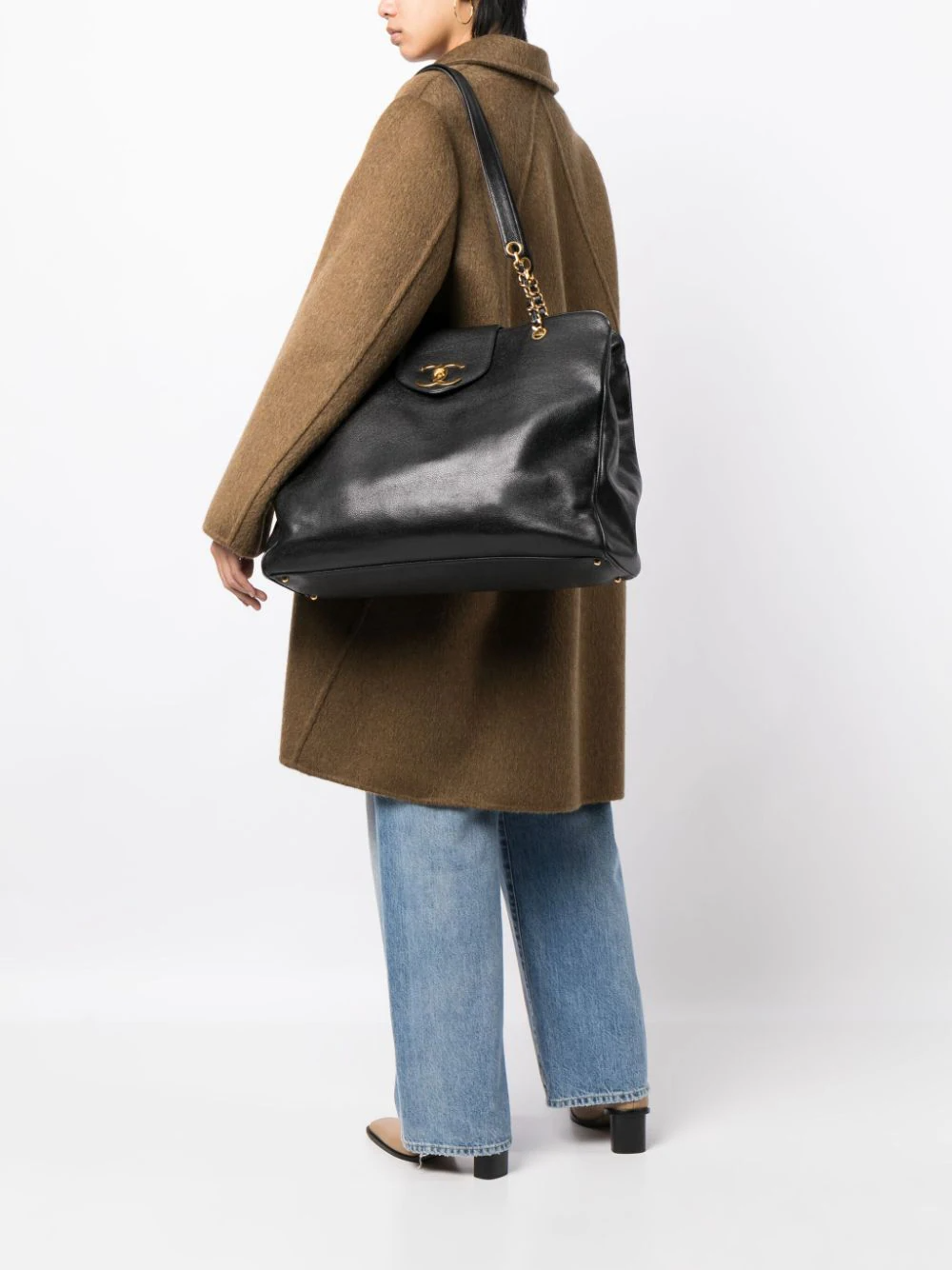 Supermodel leather tote bag