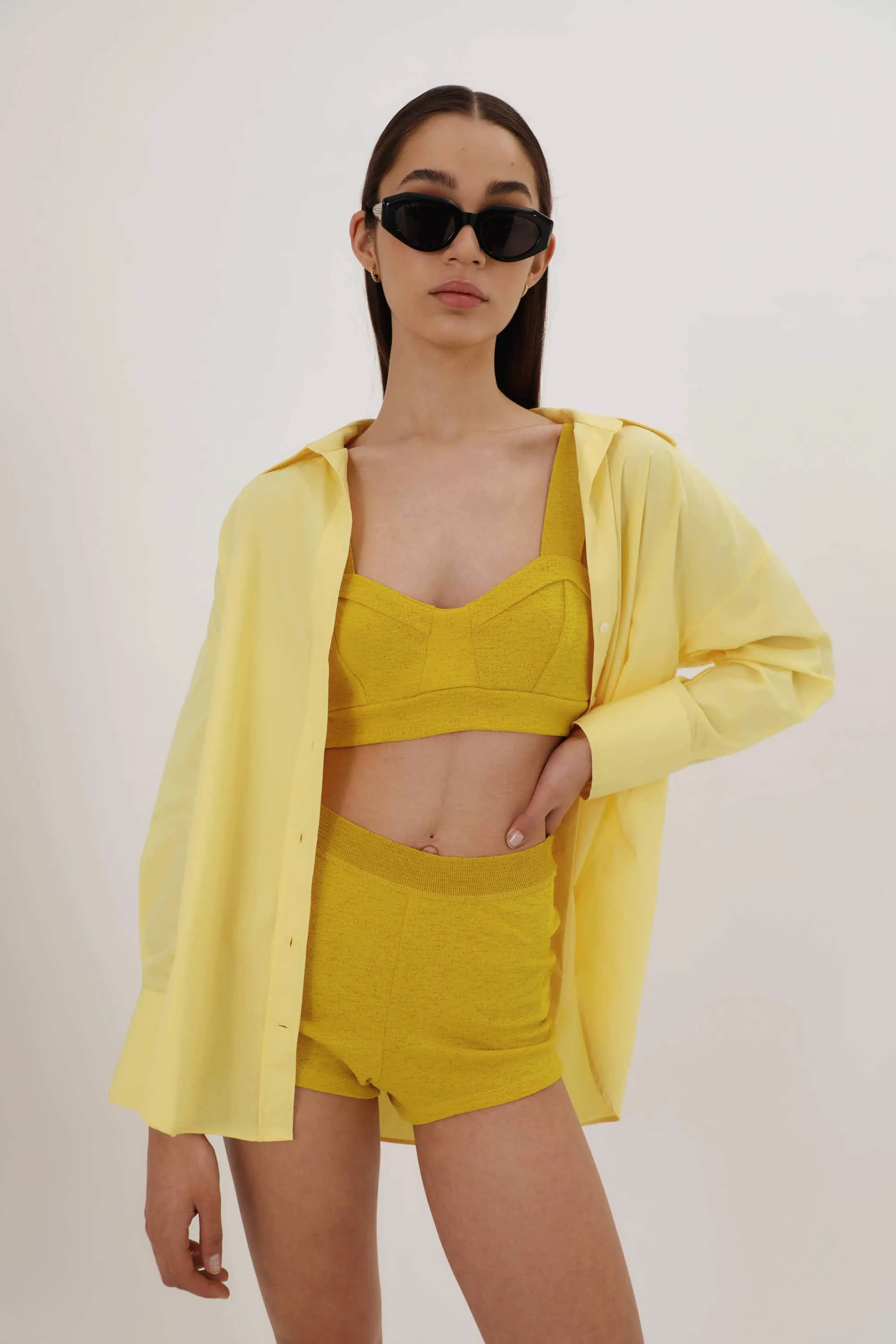 Bottega Veneta bold oval black sunglasses