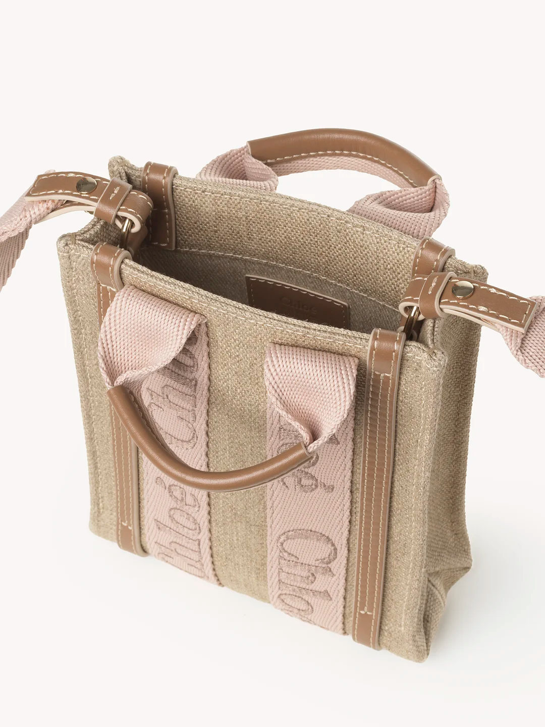 MINI WOODY NORTH SOUTH TOTE BAG IN LINEN