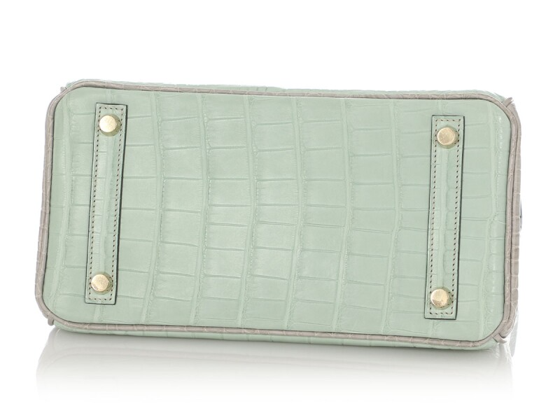 Vert d'Eau and Gris Perle HSS Alligator Mississippiensis Birkin 25 Gold Hardware