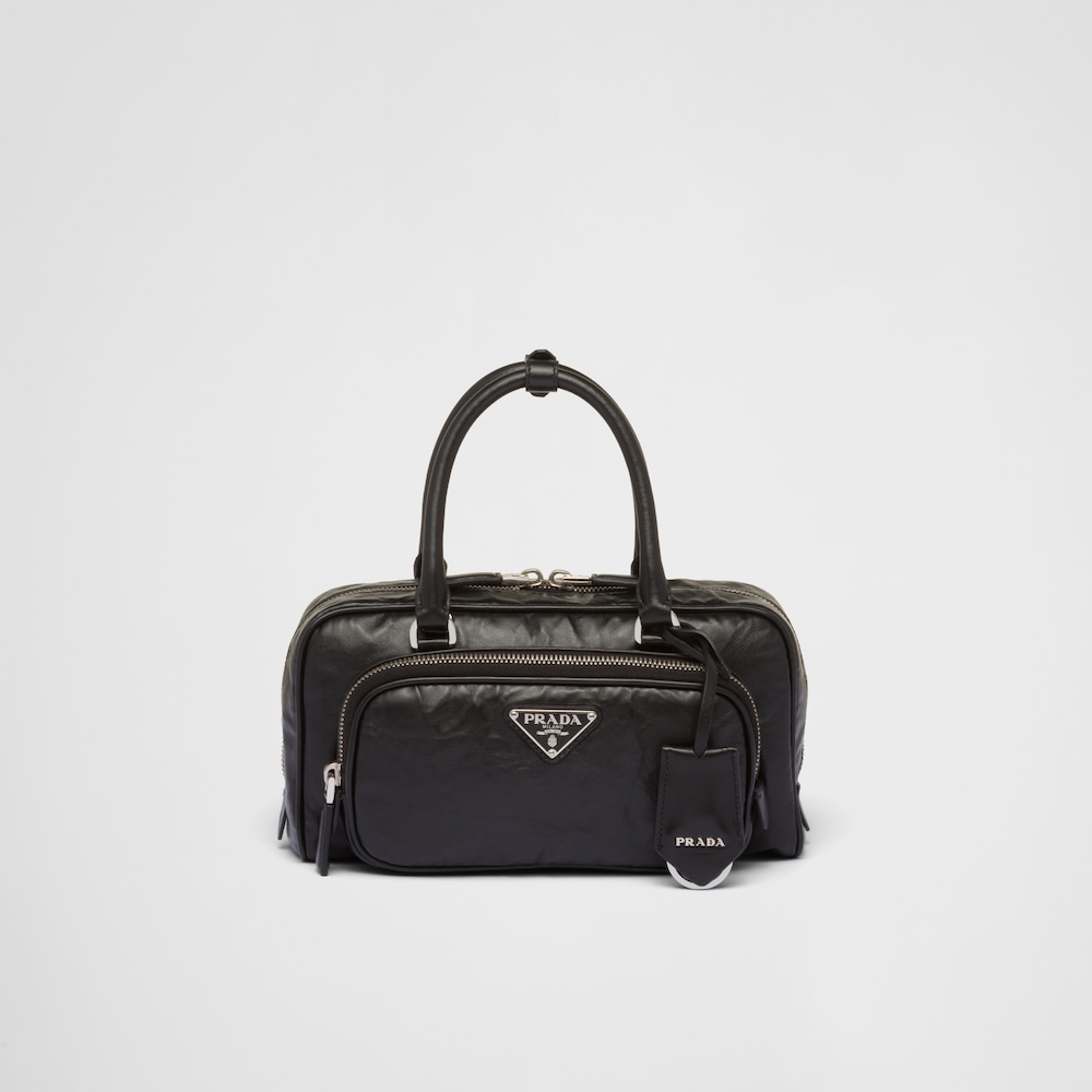 Prada Antique nappa leather multi-pocket top-handle bag - Black