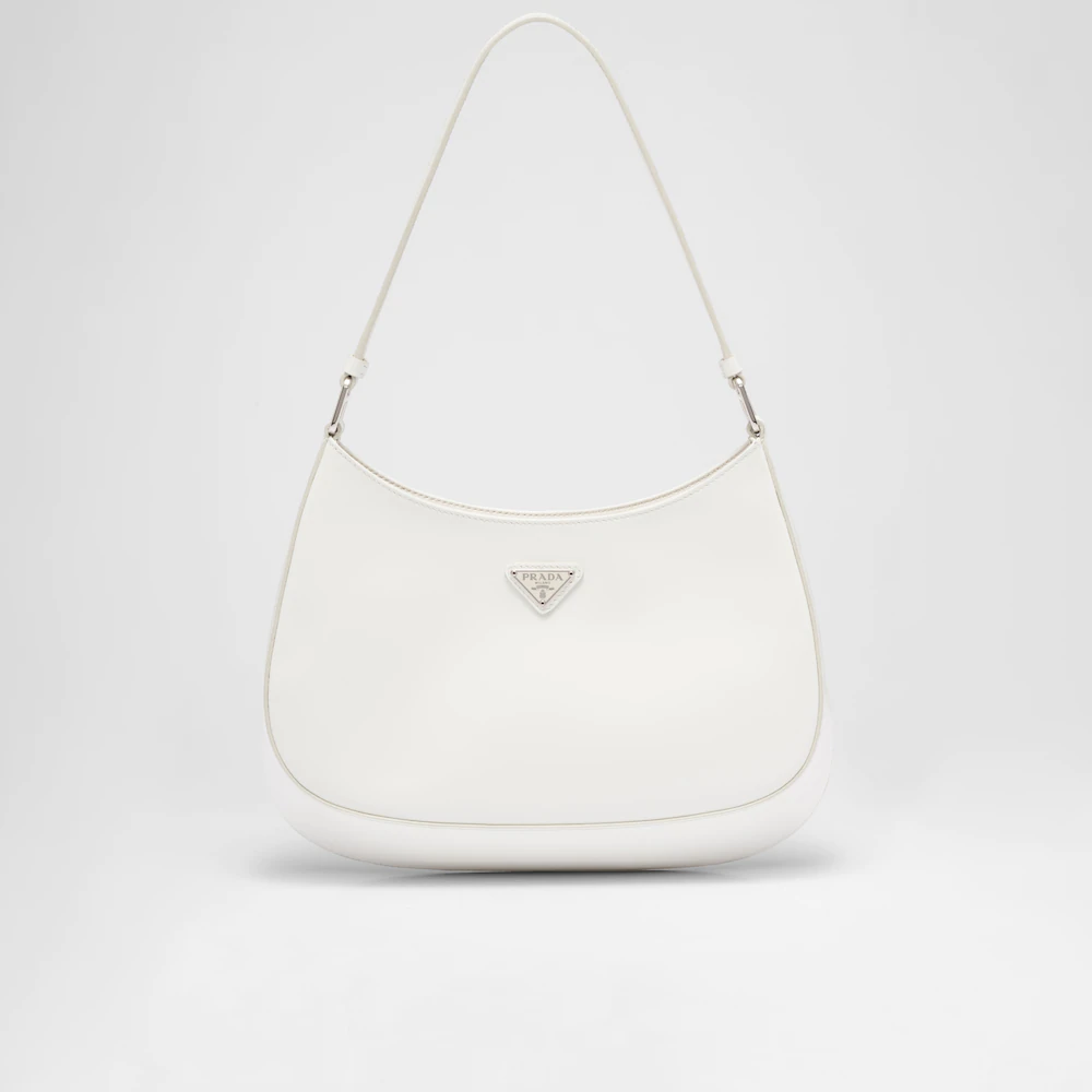 Prada Cleo brushed leather shoulder bag - White