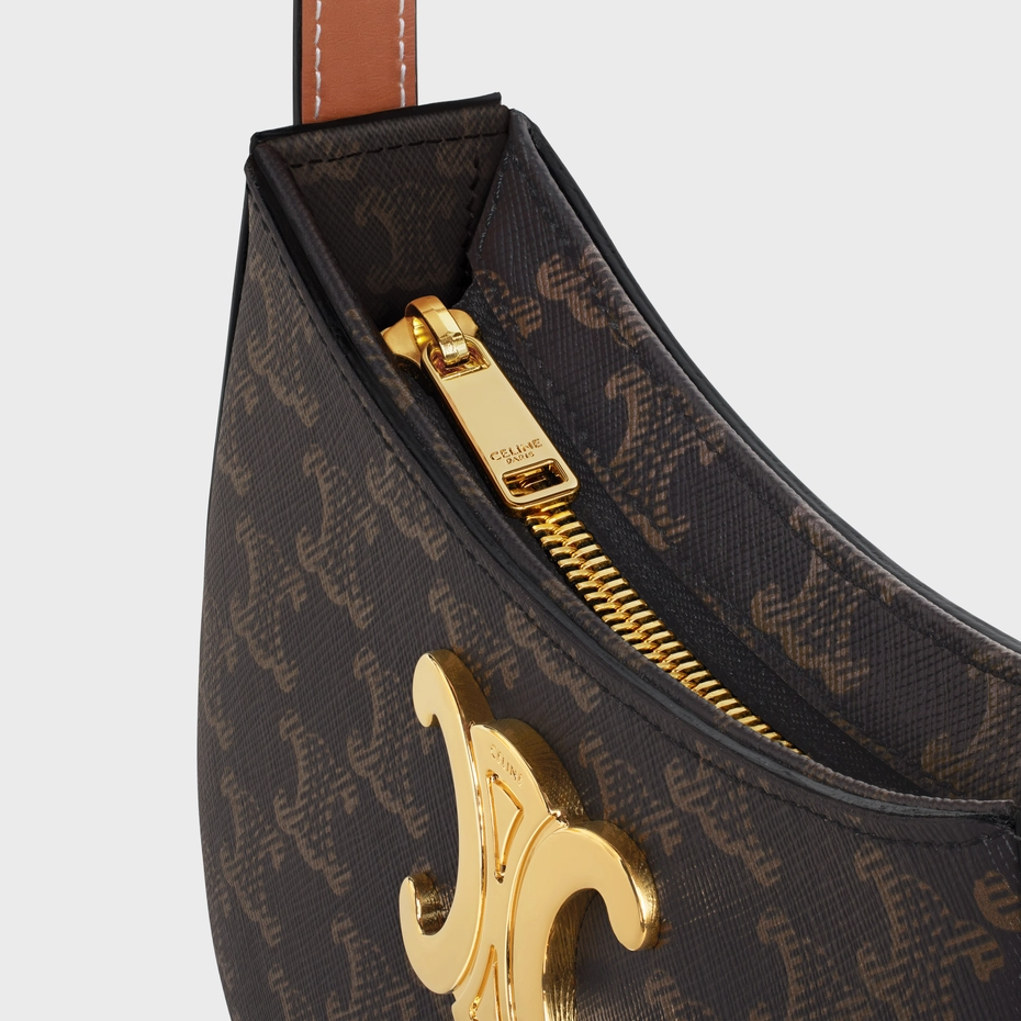 MEDIUM TILLY BAG IN TRIOMPHE CANVAS AND CALFSKIN TAN