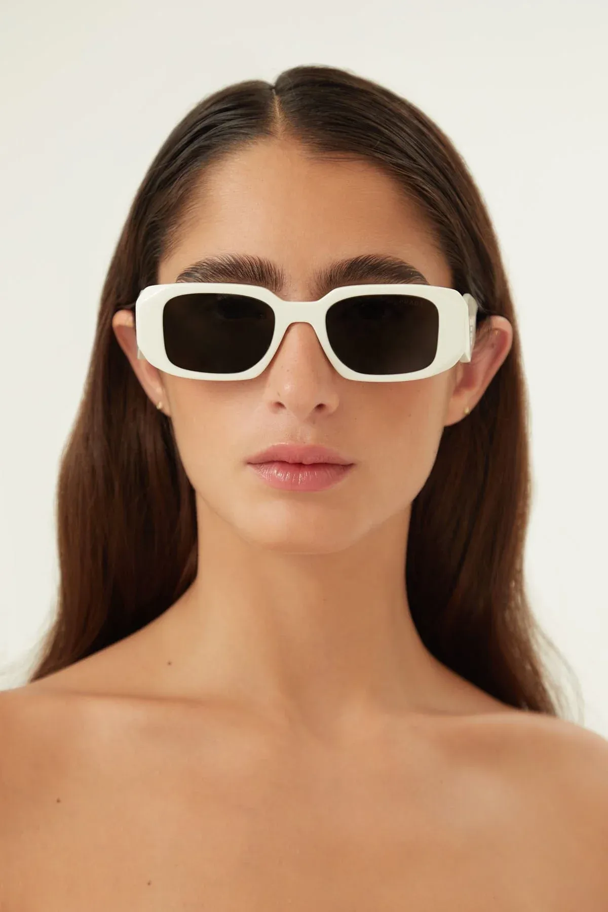 Prada symbol white oval sunglasses