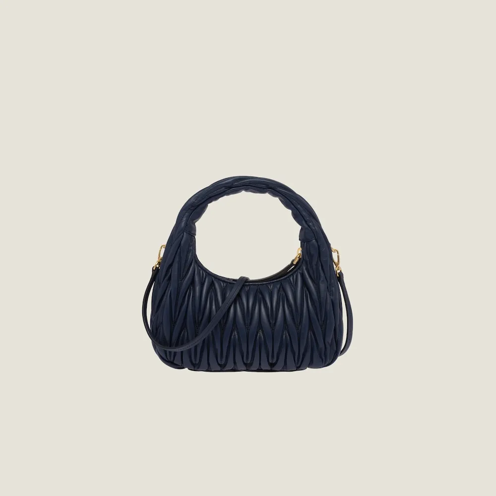 Wander matelassé nappa leather mini hobo bag