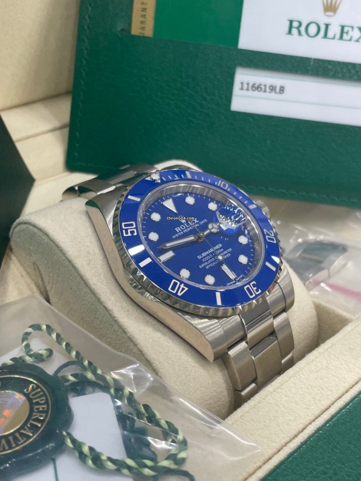 Submariner Date Smurf White Gold 40mm Blue Ceramic 116619LB