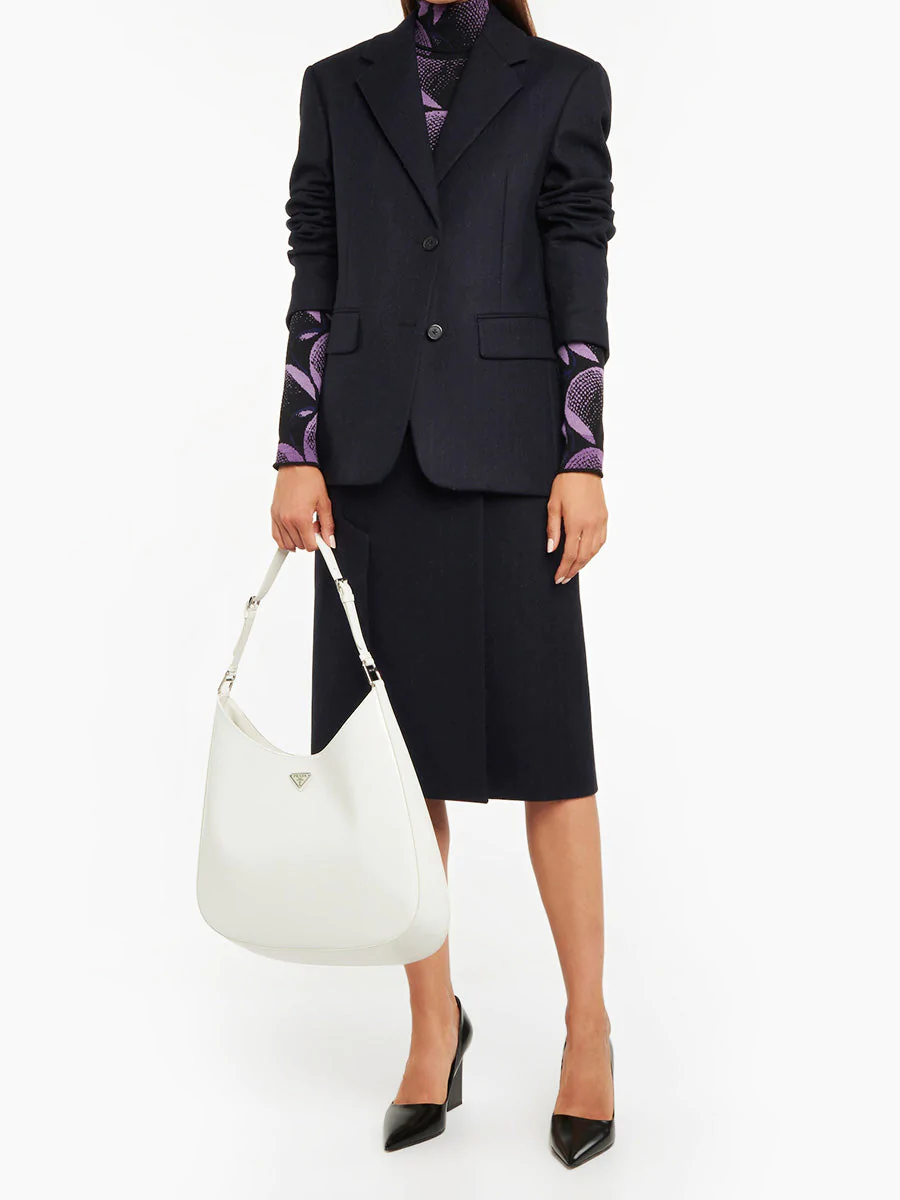 Prada Cleo Maxi Brushed Leather Shoulder Bag