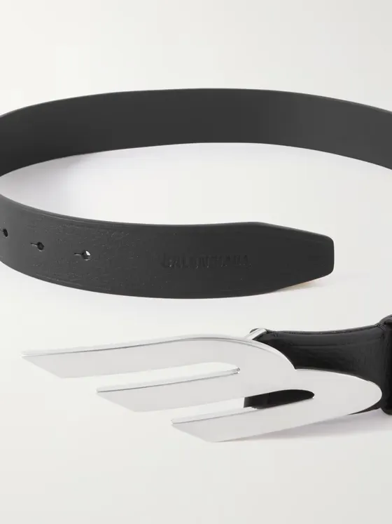 3.5cm Logo-Embellished Textured-Leather Belt