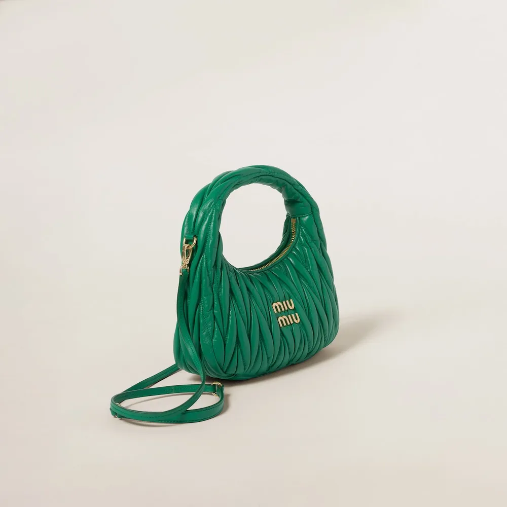 Wander matelassé nappa leather mini hobo bag